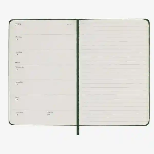 Moleskine Agenda Semanal Verde Pequeña Hc 2026
