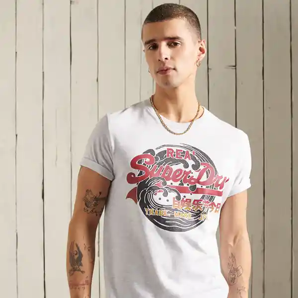 Superdry Camiseta vl Itago Tee 185 Blanco y Rojo Talla L