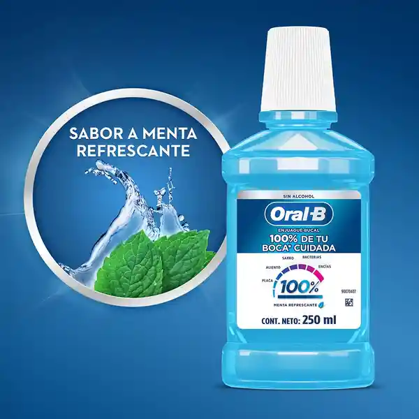 Enjuague Bucal Con Sabor A Menta Refrescante Oral-B 100% De Tu Boca Cuidada250 ml