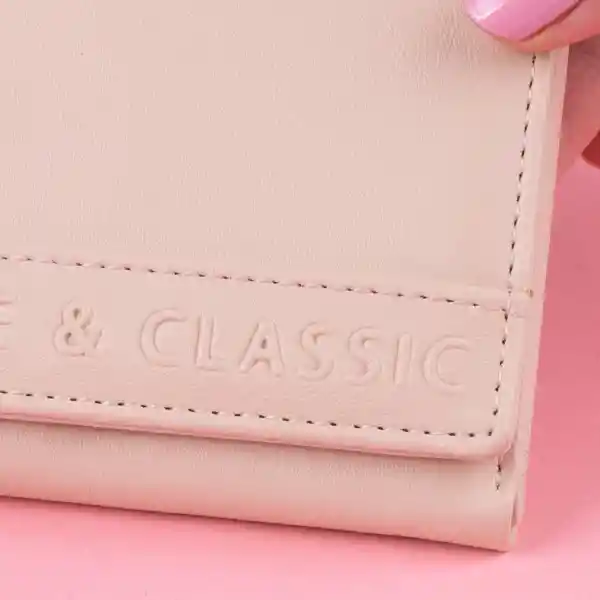 Billetera Para Mujer Letras en Relieve Rosa Miniso