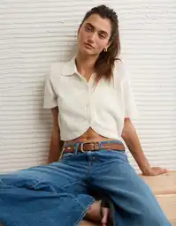 Suéter Tejido Mujer Blanco Talla X-Small 1534106 American Eagle