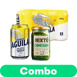 Combo Chimichurri + Six Pack Cerveza Aguila Sin Acohol