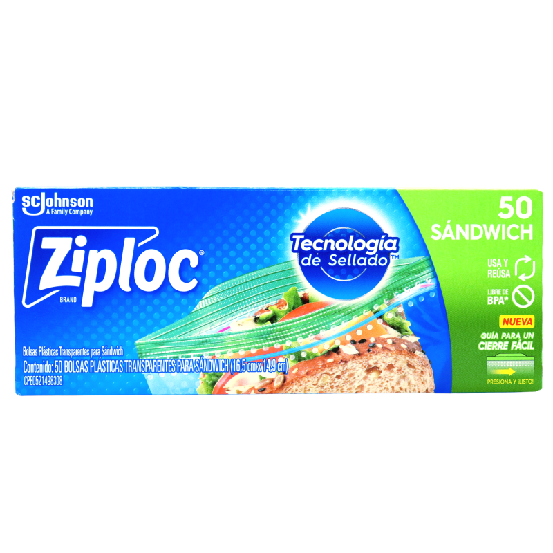 Ziploc Bolsas Reutilizables Sándwich 50 unidades