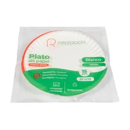 Real Pack Plato Papel Blanco Pño 15 cm