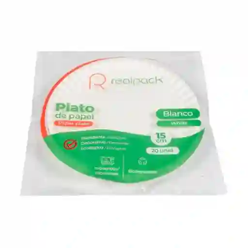 Real Pack Plato Papel Blanco Pño 15 cm