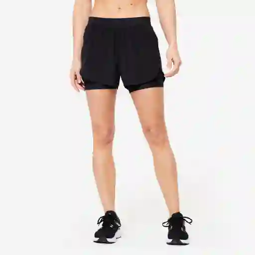 Short De Fitness 2 En 1 Para Mujer Talla Xs Domyos 900 Negro