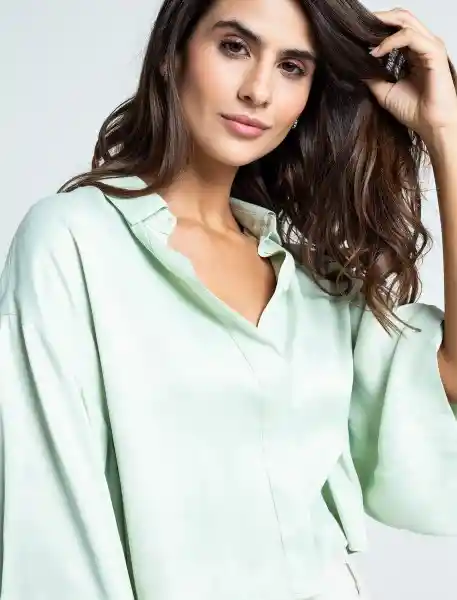 Camisa Membe Mujer Verde Daikon Claro Talla S 511F344 Naf Naf