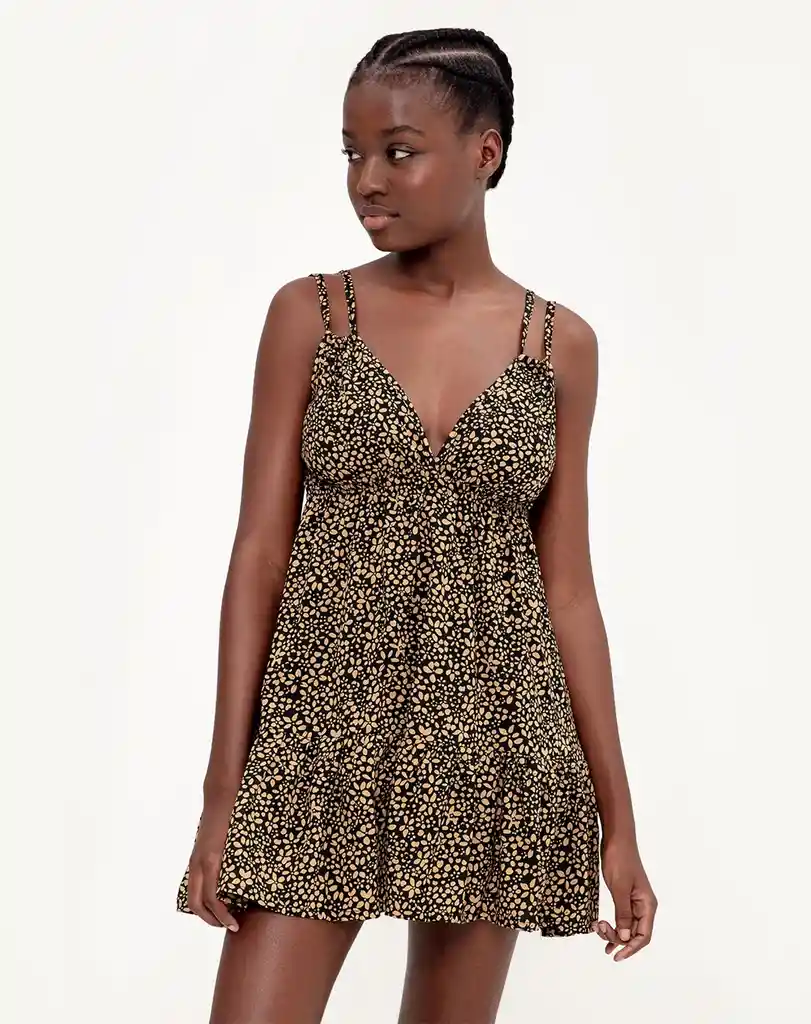 Vestido Corto en Viscosa Femenino Aefluxi Gef Talla Xs