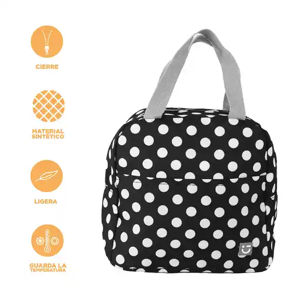 Lonchera Puntos Serie Minso Negro y Blanco Miniso