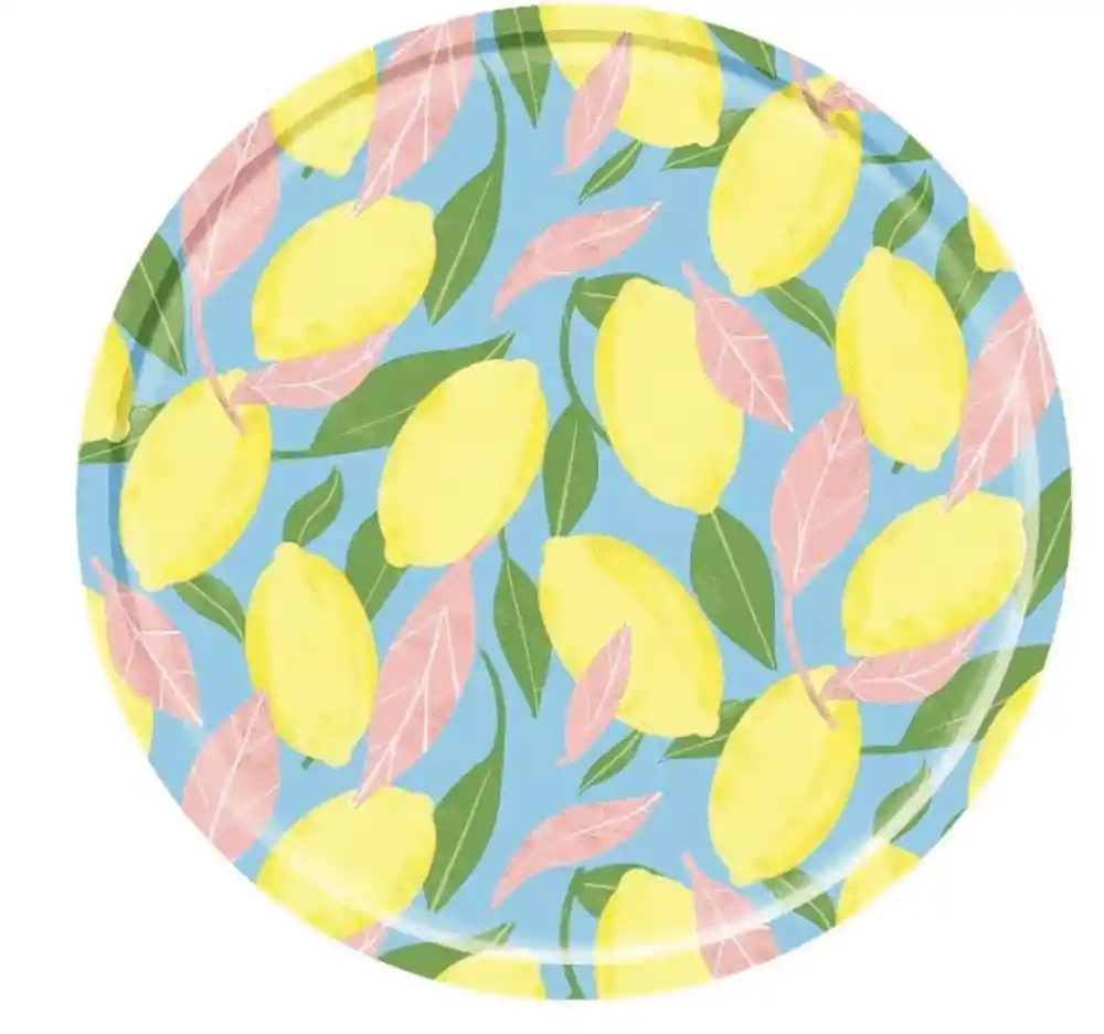 Playmart Lluvia Limones Plato de Papel de 8 In -