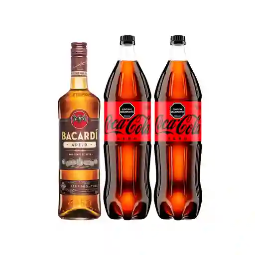 Combo Bacardi Ron Añejo 750 mL + Gaseosa Coca-Cola Zero 1.5 L