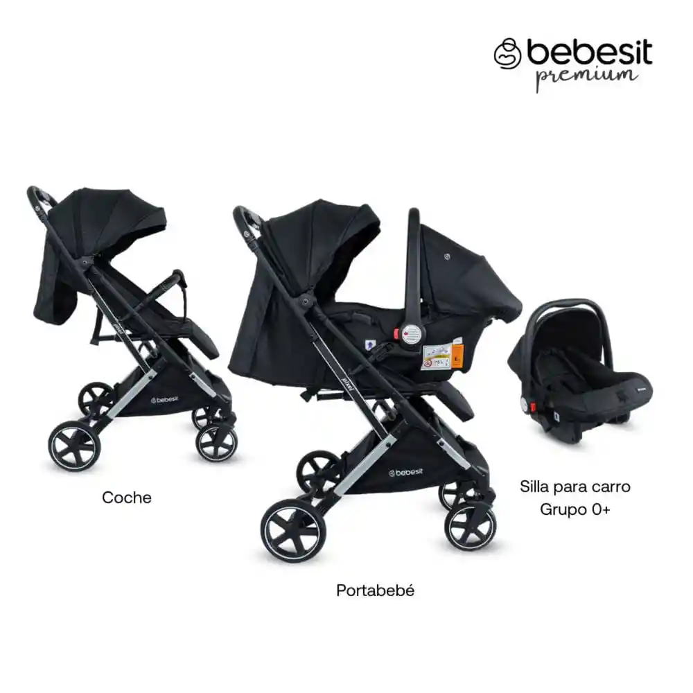 Bebesit Coche Travel System Compacto Pixel Dark Black