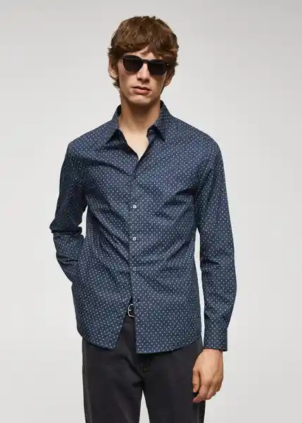 Camisa Arlos Navy Talla L Hombre Mango