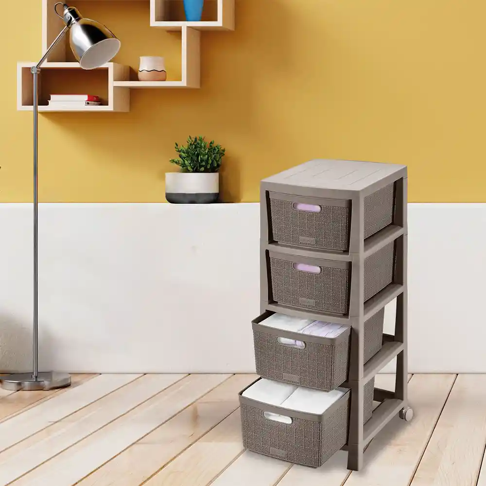 Rimax Cajonero Fique 4 Gavetas Mocca