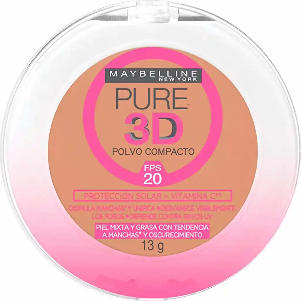 Maybelline Polvo Compacto Pure 3D Tono 330 Piel Mixta y Grasa