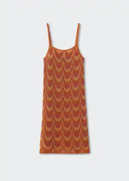 Vestido Hawai Naranja Talla 18 Mujer Mango