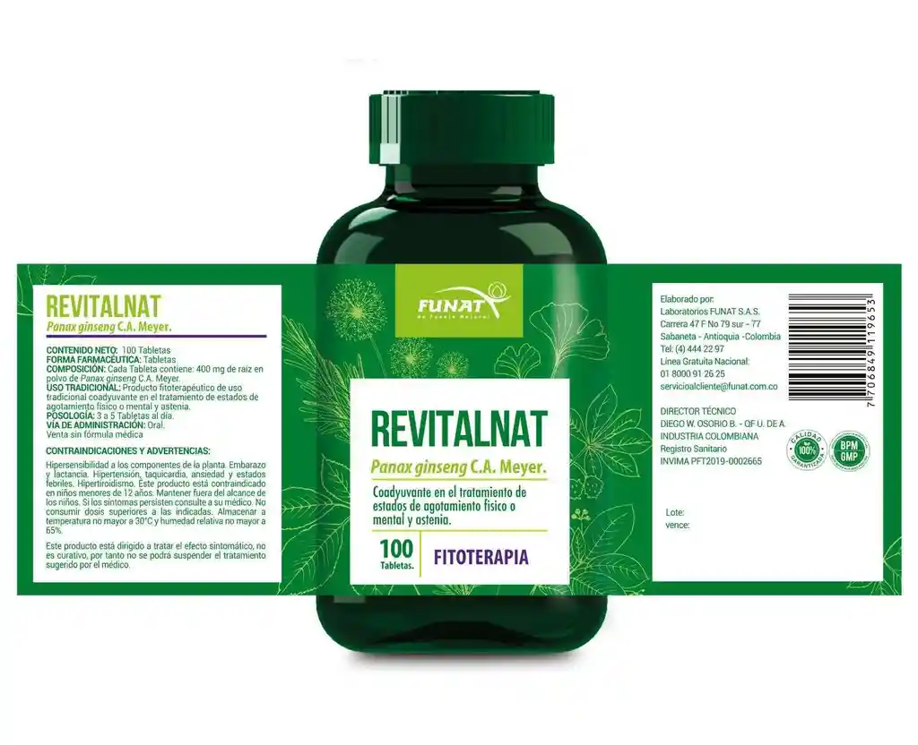 Revitalnat Tabletas Fitoterapia Panax Ginseng