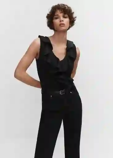 Top Hame Negro Talla XS Mujer Mango