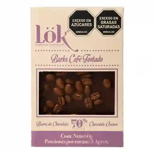 Barra Lok Premium Products Chocolate Oscuro 70% Cafe Tost (60 Gr)