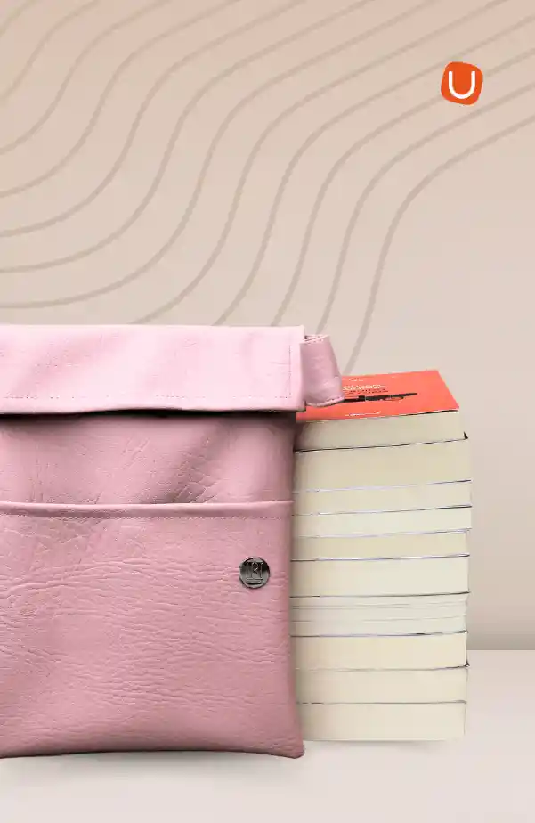 Funda Gold Para Libros Cuero Vegano Rosa