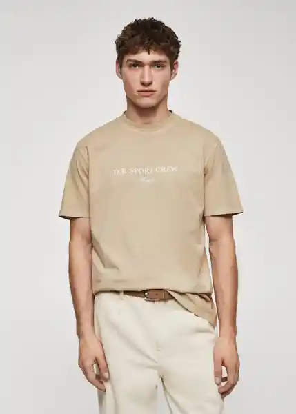 Camiseta Crew Beige Talla M Hombre Mango