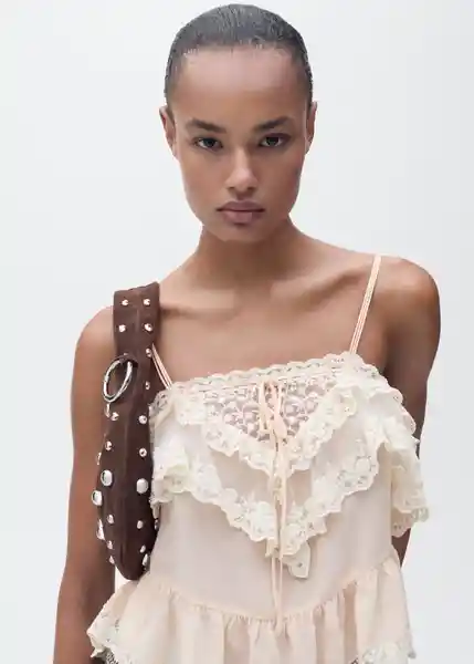 Top Carino Rosa Pastel Talla M Mujer Mango