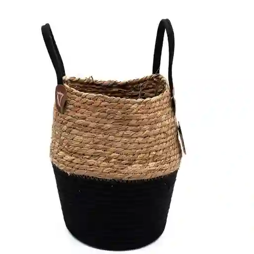 Canasta Grande Fibra Natural Negra y Beige Concepts 088110105