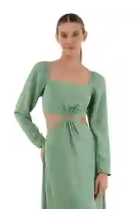 Vestido Largo Aura Verde Oscuro Talla S Mercedes Campuzano