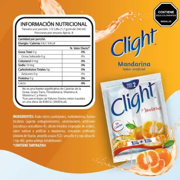 Clight Bebida en Polvo Sin Calorías Sabor Mandarina 14 g