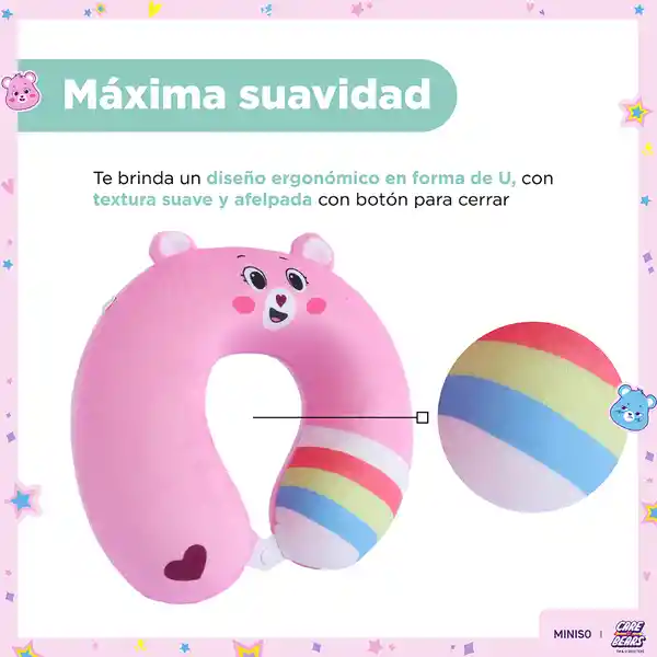 Almohada de Viaje en Forma de u Colección Care Bears Rosa Miniso