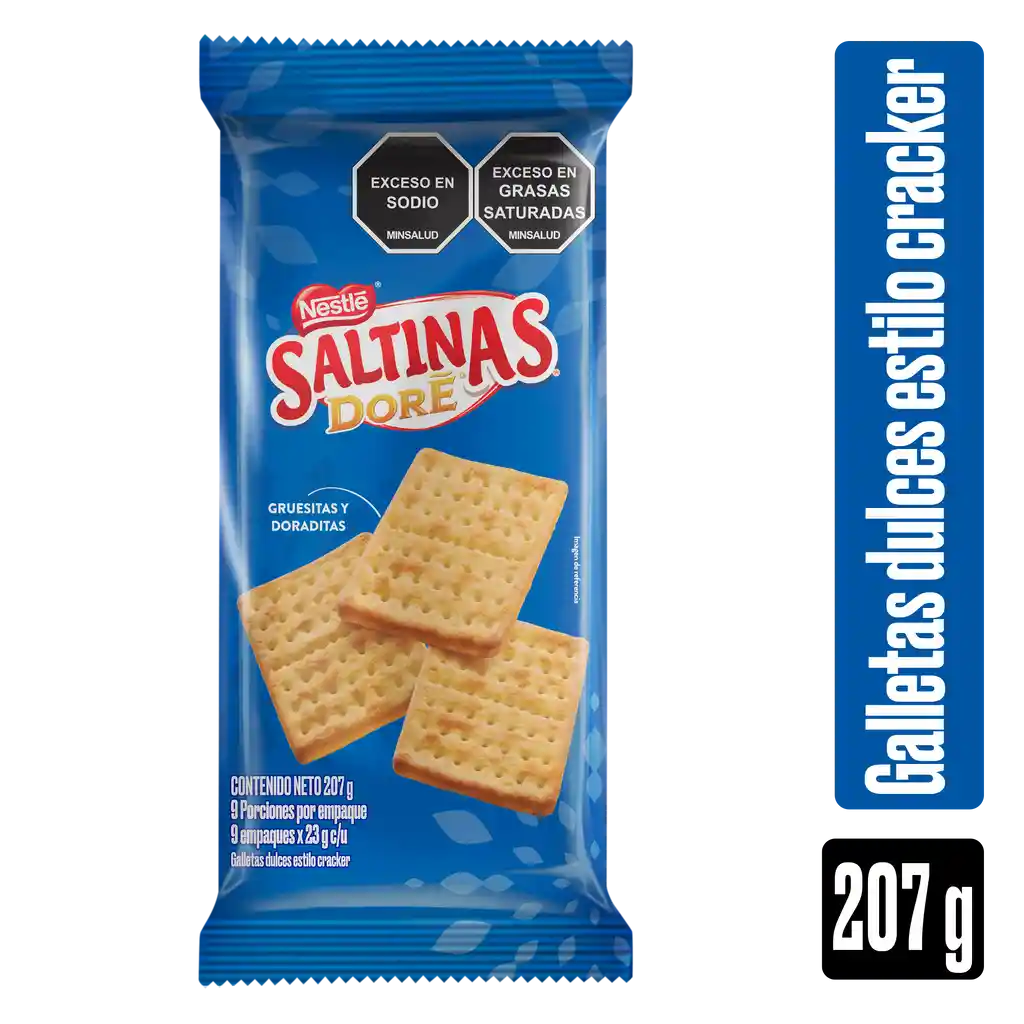 Galletas SALTINAS DORÉ tipo cracker 9 Unds x 207g
