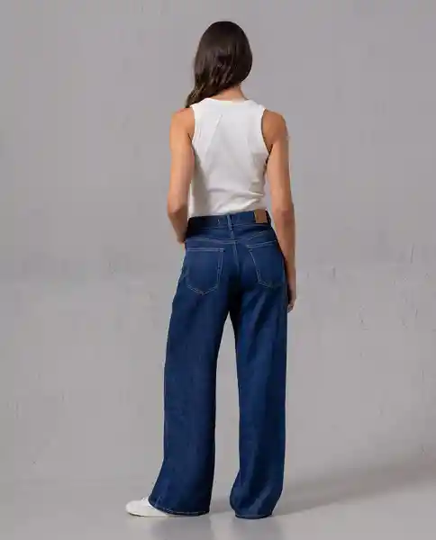 Jean Wide Leg Mujer Azul Prusia Oscuro Talla 10 74939 Rifle