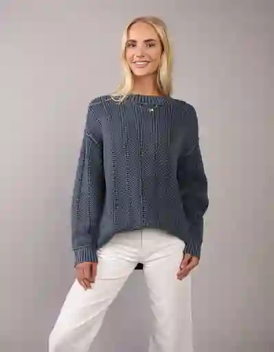 Suéter Tejido Mujer Azul Talla Medium 1652766 American Eagle