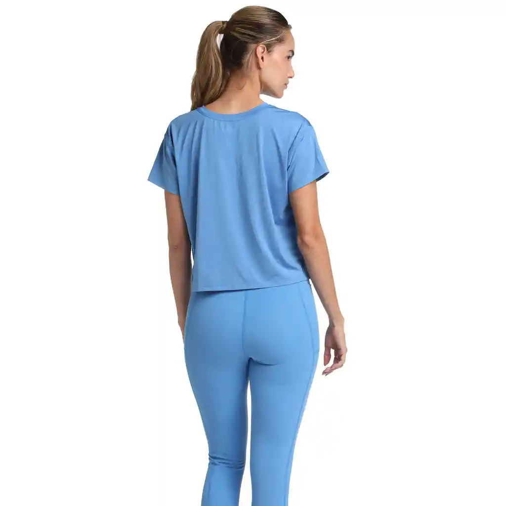 Camiseta Crop Top Oversize Urban Flexibility Mujer Azul Cielo-s