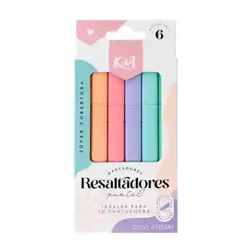 Resaltadores Delgados Pastelx6 Kiut 568389