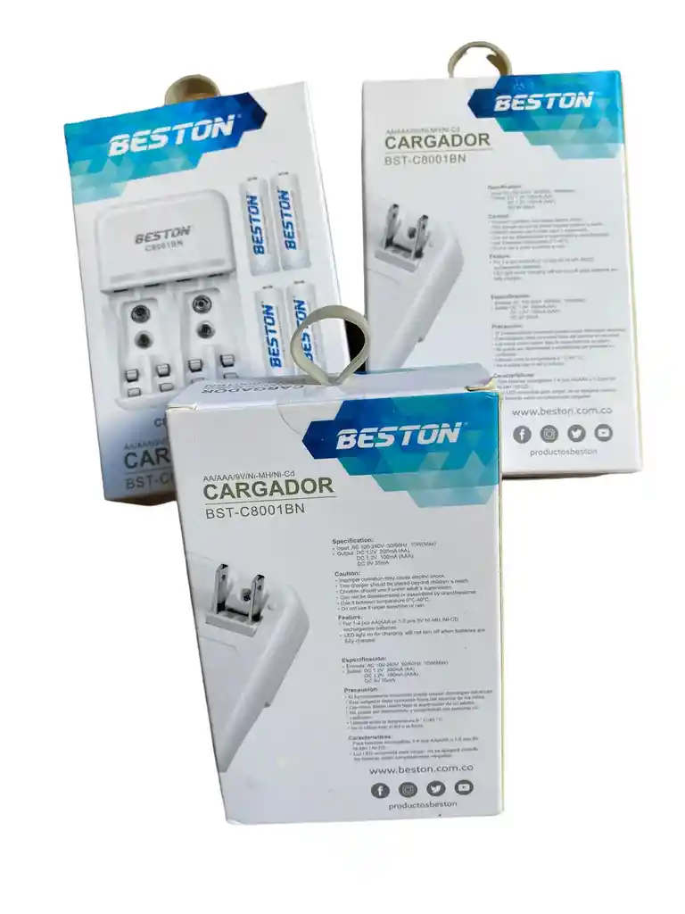 Beston Cargador + Baterías/pilas Recargables C8001bn + 4xaa 2700mah Blanco