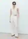 Pantalón Fado Blanco Talla 40 Mujer Mango