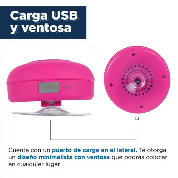 Bocina Impermeable Ipx4 Con Ventosa Rojo Rosa K364 Miniso