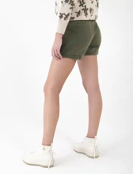 Short De Tiro Alto Verde Cocodrilo Oscuro Talla 4 Mujer Naf Naf