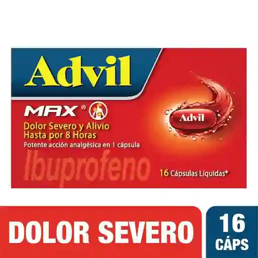 Advil Max Alivio De Los Dolores Asociados a La Inflamacion, IBUPROFENO, X 16 CAPS*​
