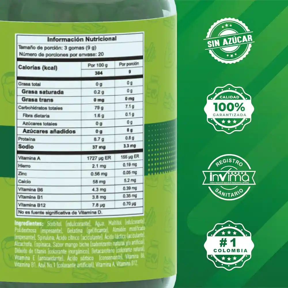 Green Fit Gomas The Gummy Gomas de Gelatina 
