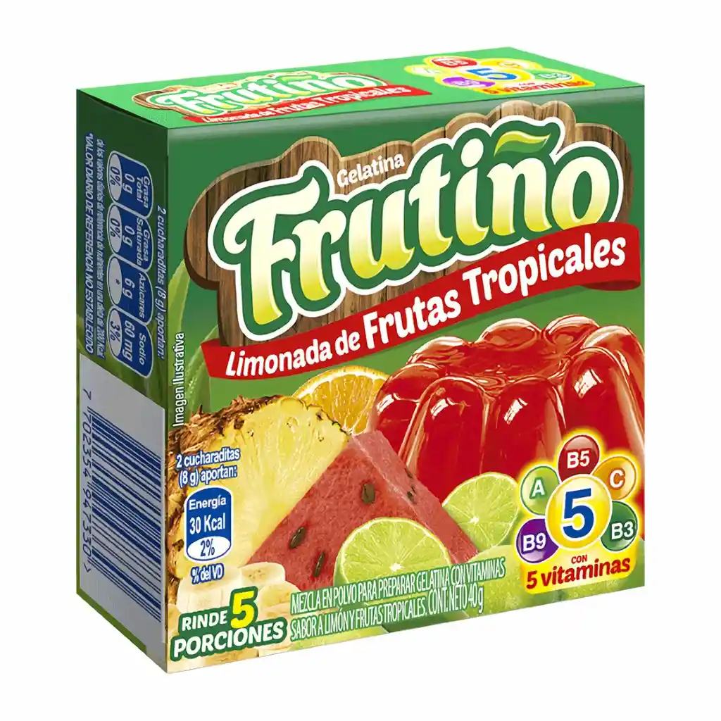 Frutiño Gelatina en Polvo Limonada de Frutas Tropicales 