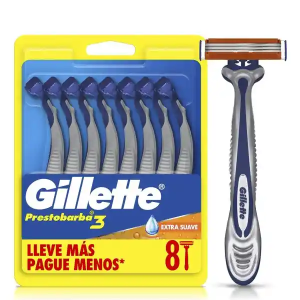 Rastrillos Desechables Hombre Prestobarba illette Extra Suave 8 pza 3 G