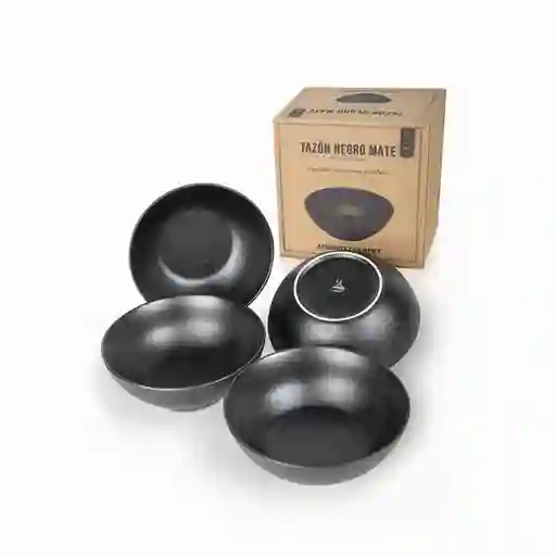 Ambiente Gourmet Set Tazón Negro Mate Capacidad 600 mL