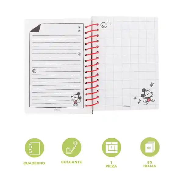 Cuaderno Argollado 80 Hojas Mickey Mouse Disney Miniso