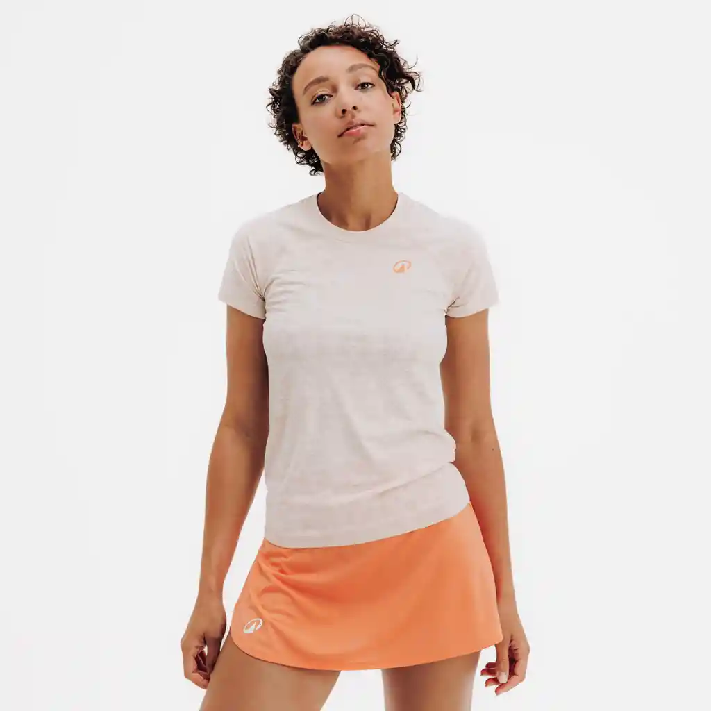 Camiseta de Pádel Liviana Sin Costuras Mujer Beige Crema
