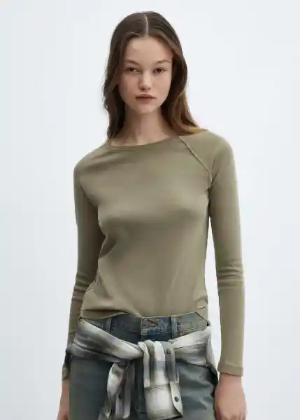 Camiseta Lavi Khaki Talla 18 Mujer Mango