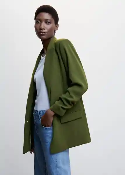 Blazer Americana Eleonor Verde Talla S Mujer Mango