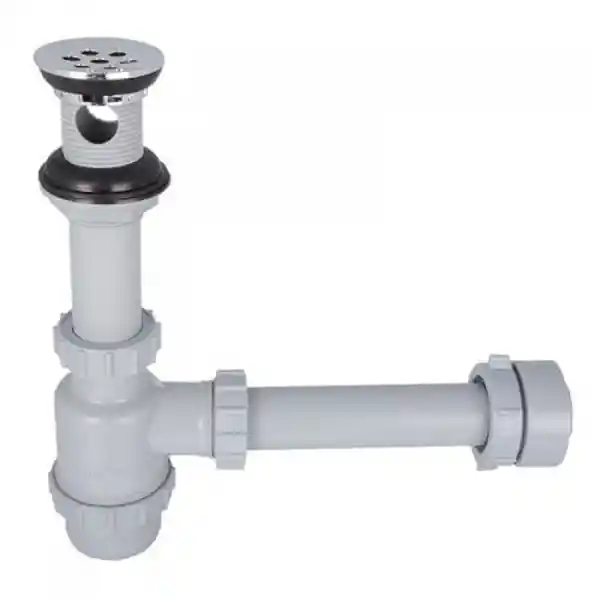 Gerfor Sifón Lavamanos Integral Con Rebose Cromo