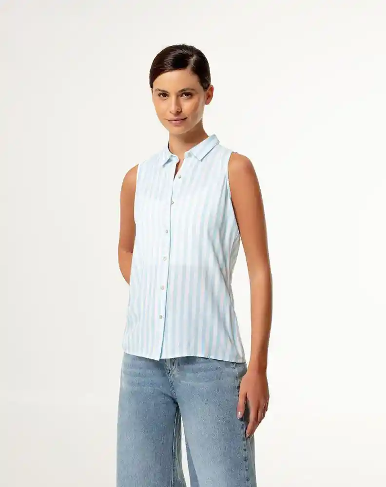 Blusa Ms Mujer M-azul/raya